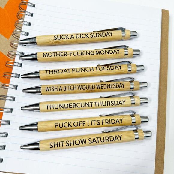 2/$30 New Sweary Wooden Pen Set - Curse Words Stationery - Picture 4 of 12